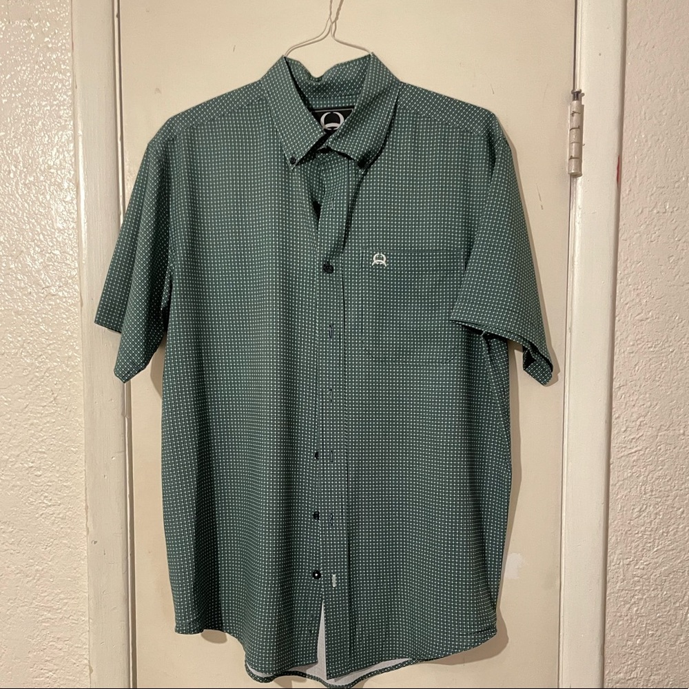 Cinch Mens ArenaFlex Green Short Sleeve Work Shirt